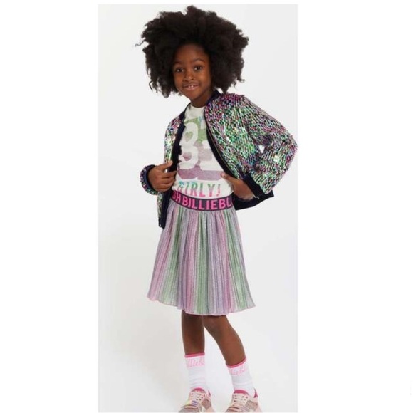 Billieblush skirt metallic pleated multicolor shimmer girl size 10 rainbow NWOT - Picture 8 of 9
